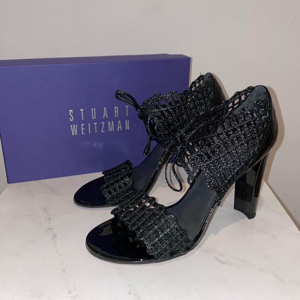 Designer Stuart Weitzman Black String Apart Flax … - image 1